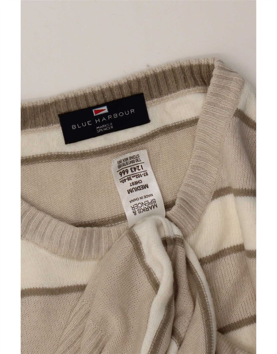 Marks & Spencer Herre Blue Harbor Crew Neck sweater Medium Beige