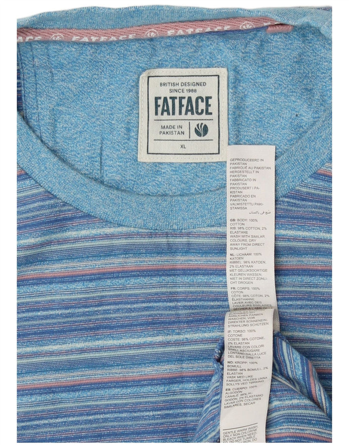 Fat Face Mens T-Shirt Top XL Blue Striped Cotton