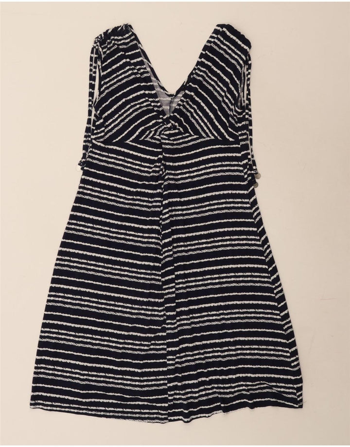 Marks & Spencer Womens A-Line Dress UK 10 Small Navy Blue Striped