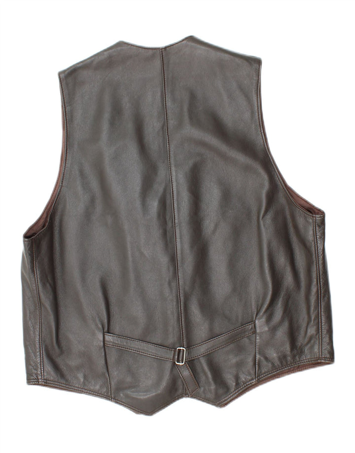VINTAGE Herren Lederweste UK 38 Mittelgrau