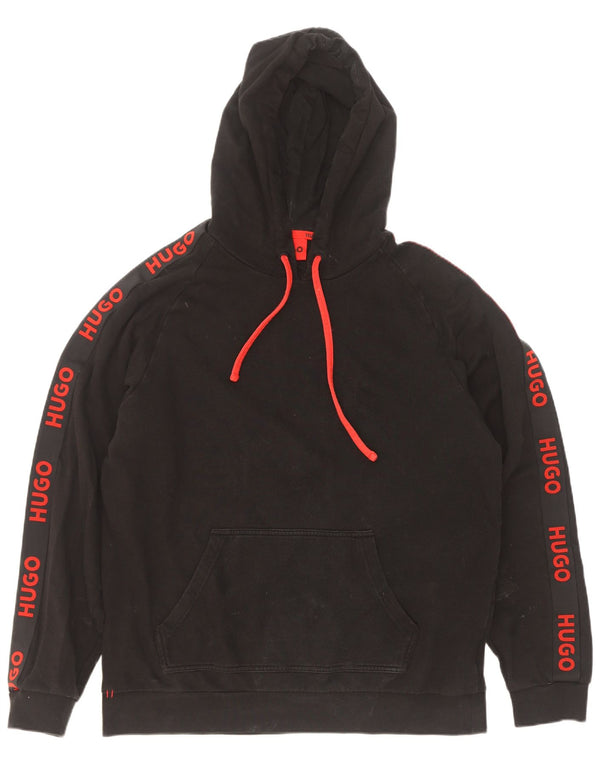 Hugo Boss Mens Graphic Hoodie Jumper XL Algodão Preto