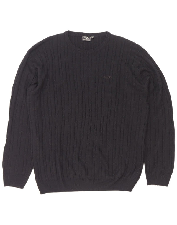 Lotto Jersey de cuello redondo para hombre, talla 2XL, acrílico negro