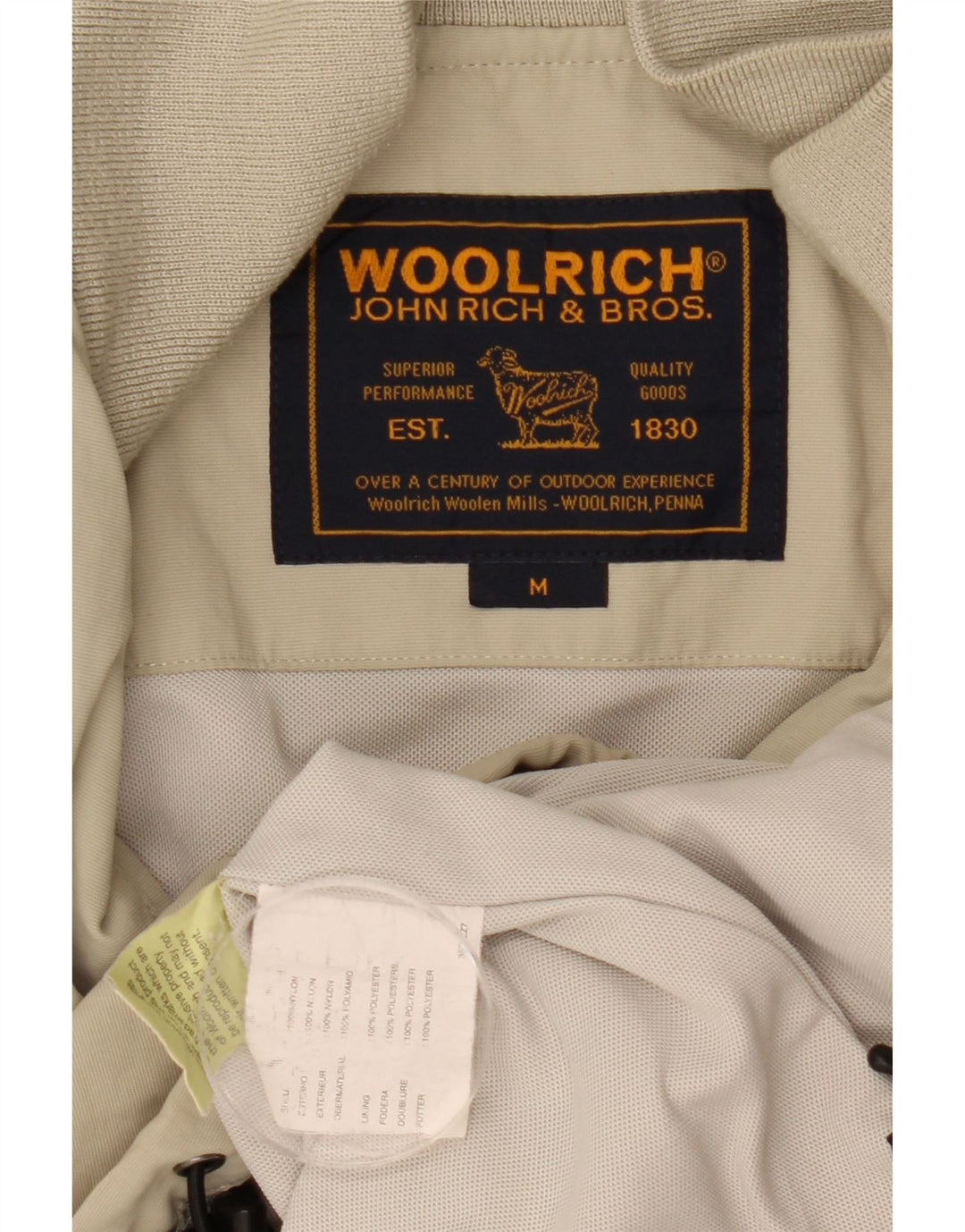 Giubbotto bomber da uomo Woolrich UK 38 Nylon beige medio