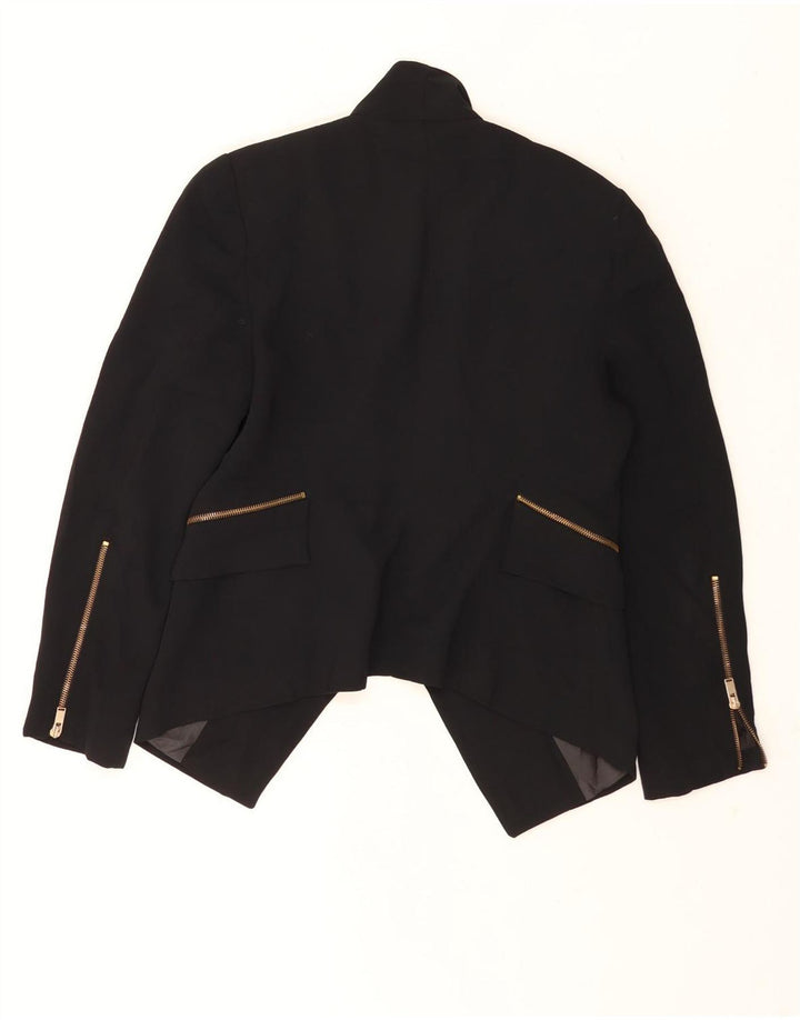 Zara Womens Asymetric Open Blazer Jacket UK 16 Large Black Polyester