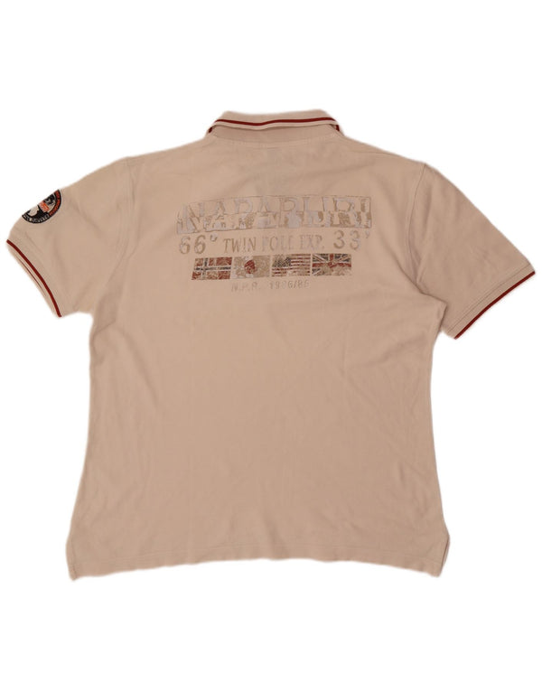 Napapijri Herren Grafik-Poloshirt XL Beige gestreift