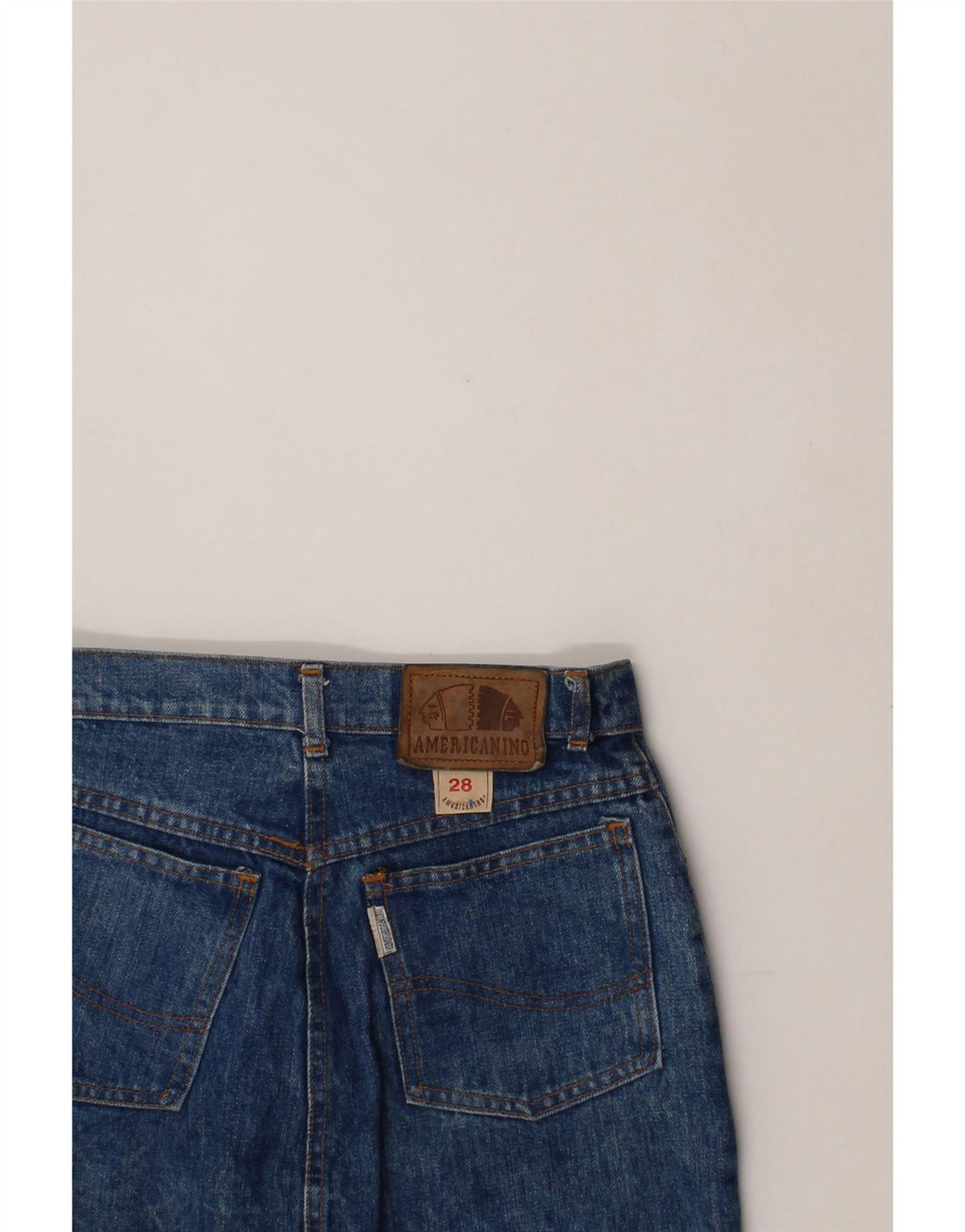 AMERICANINO Womens Denim Skirt W28 Medium Navy Blue Cotton Vintage Americanino and Second-Hand Americanino from Messina Hembry 