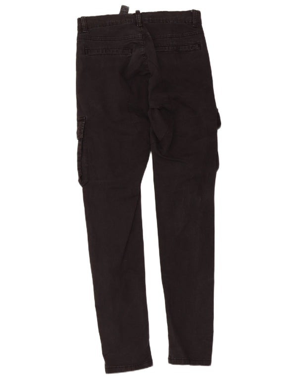 Zara Mens Slim Cargo Trousers EU 36 XS W29 L31 Black Cotton