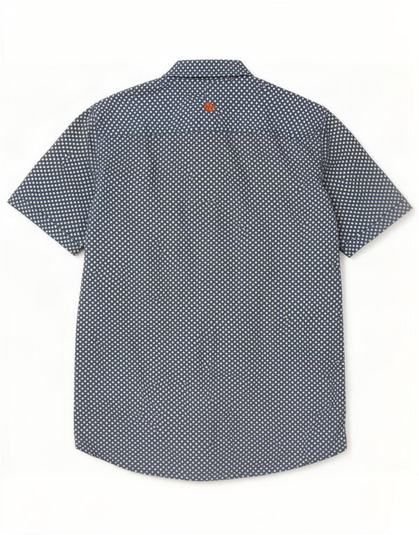 Camisa masculina de manga curta Fat Face de algodão verde médio com bolinhas
