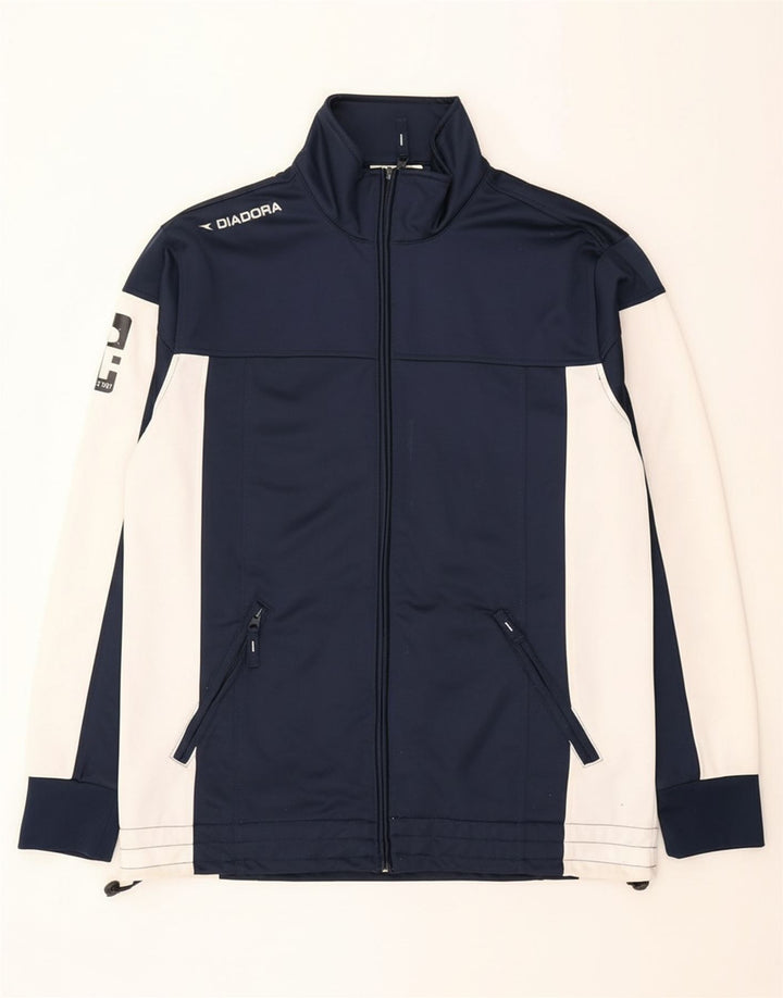 DIADORA Mens Tracksuit Top Jacket XL Navy Blue Colourblock Polyester