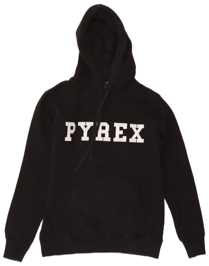 Pyrex Mens Graphic Hoodie Jumper Small Black Cotton