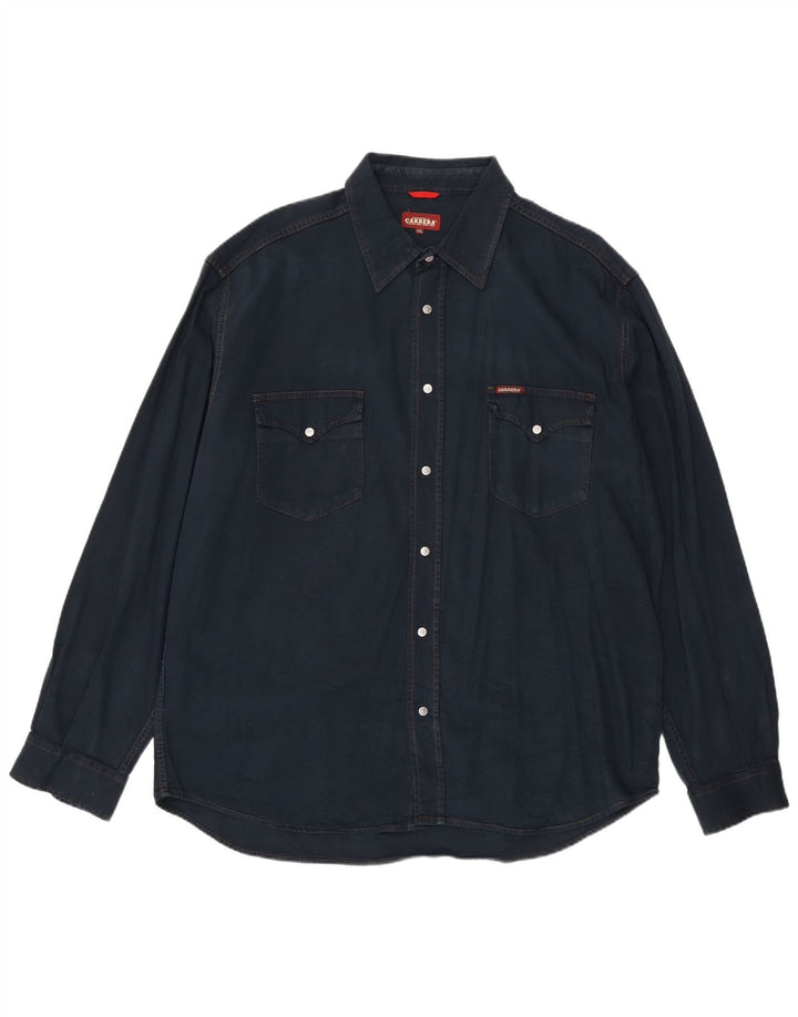 CARRERA Mens Denim Shirt 2XL Navy Blue Cotton