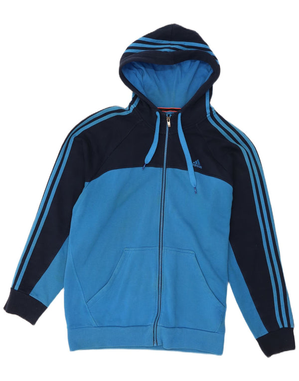 Adidas Hættetrøje med lynlås til mænd Large Blue Colourblock Bomuld