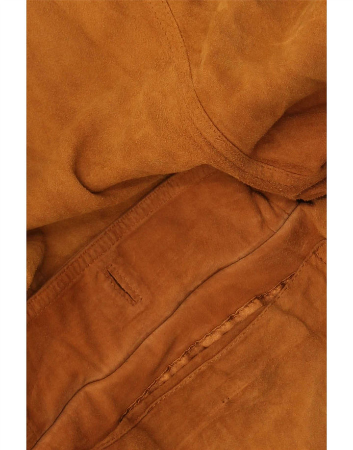 Vintage Mens Suede Bomber Jacket IT 56 3XL Brown Leather
