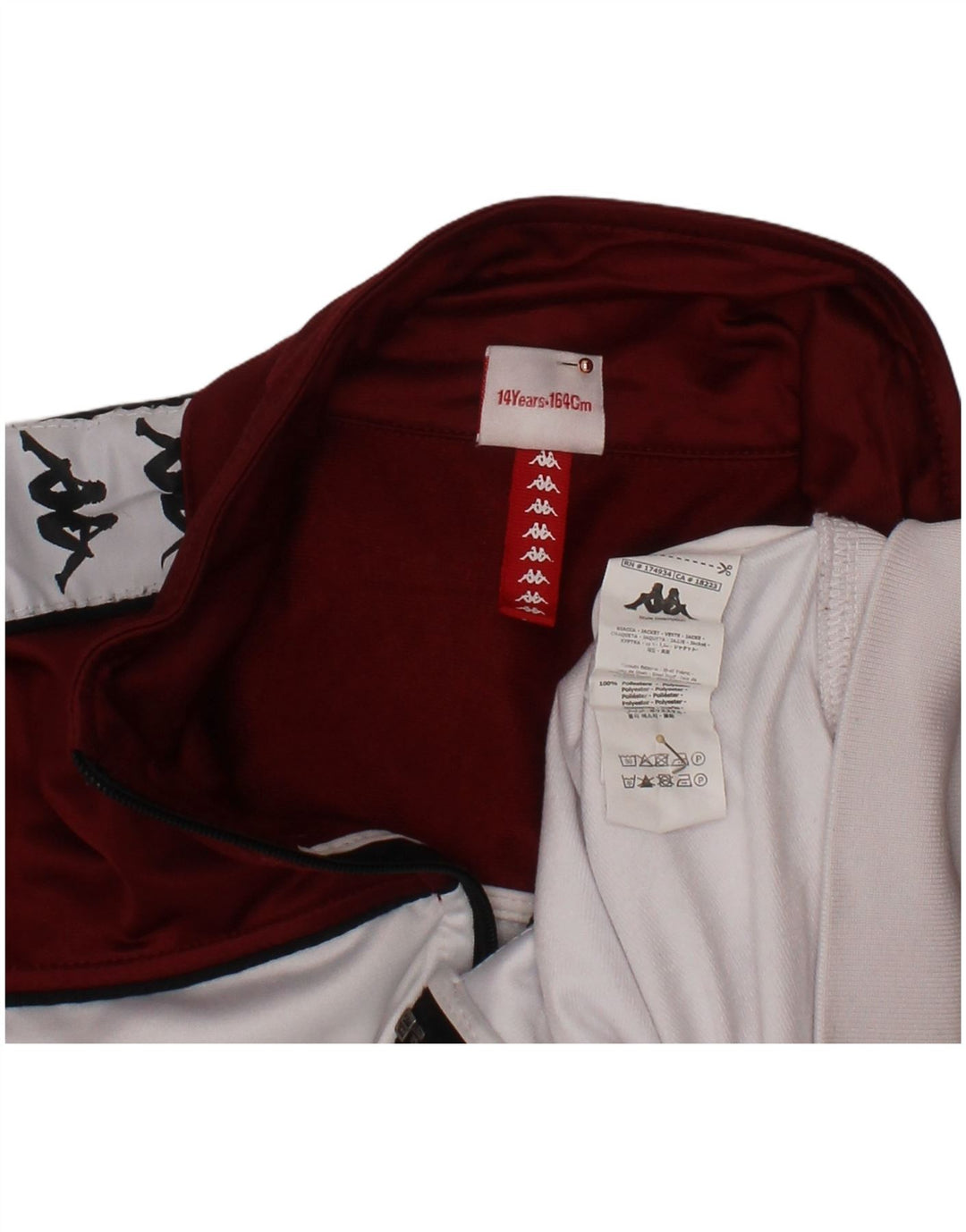 KAPPA Boys Graphic Tracksuit Top Jacket 13-14 Years White Colourblock
