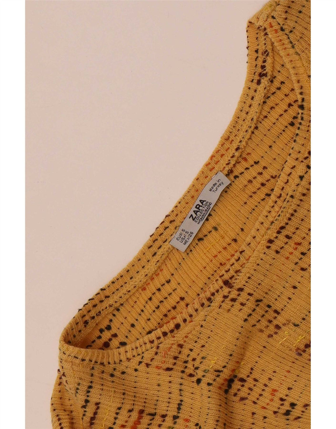 Zara Womens Crop Blouse Top UK 10 Small Beige Striped