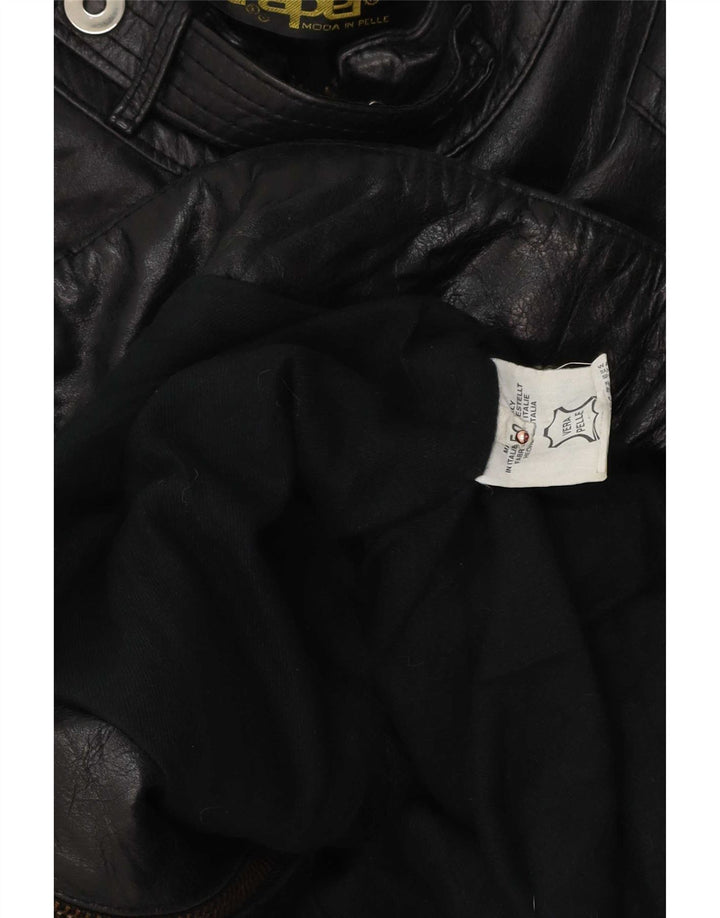 Jaqueta de couro masculina vintage IT 50 grande preta