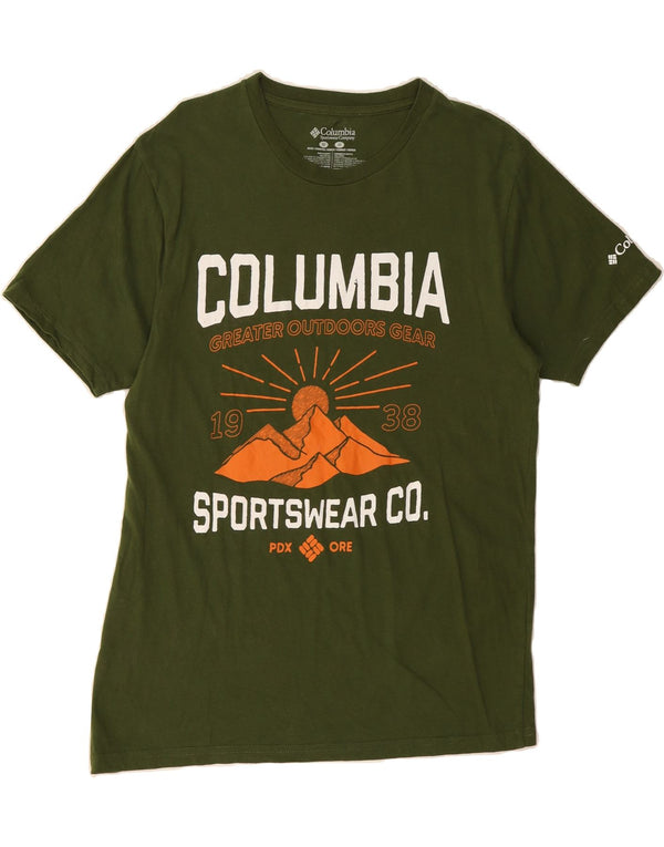 COLUMBIA Mens Graphic T-Shirt Top Medium Green Cotton