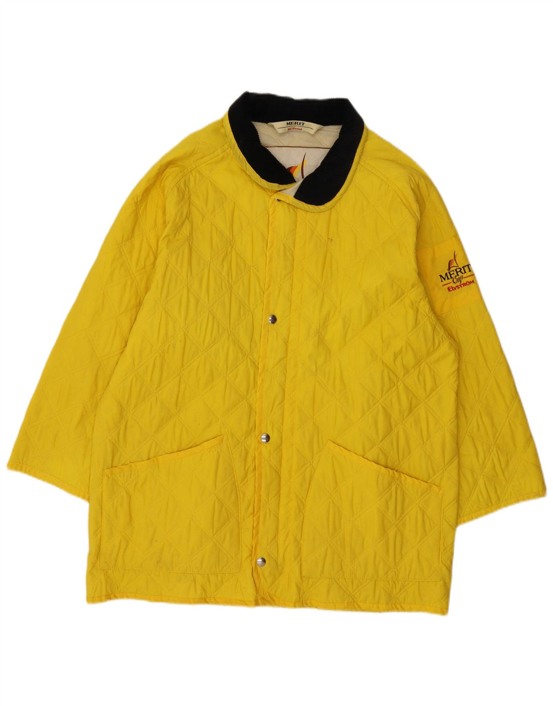 MERIT CUP Mens Loose Fit Quilted Jacket IT 46 Small Yellow Polyester