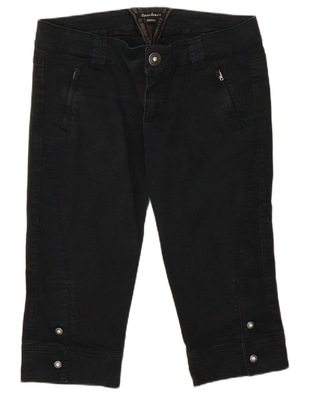 Damskie spodnie Capri Guess W32, duże, czarne, bawełniane