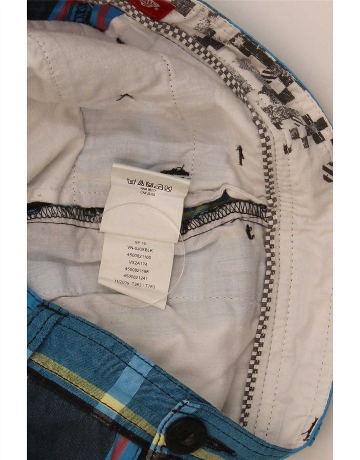 Vans Mens Cargo Shorts Small W28  Blue Check Cotton