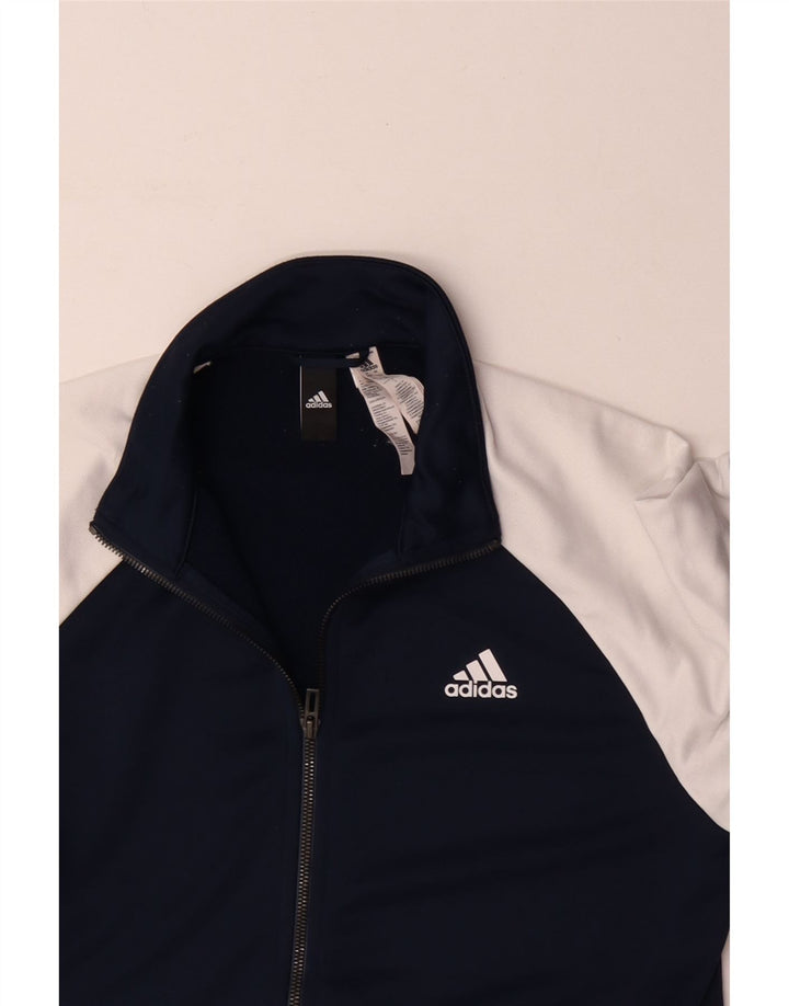 Adidas Mens Tracksuit Top Jacket UK 38/40 Medium Navy Blue Colourblock