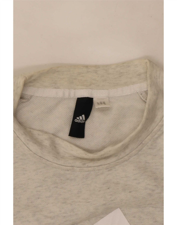 Adidas Womens Graphic Sweatshirt Jumper UK 8 Small Grey Flecked