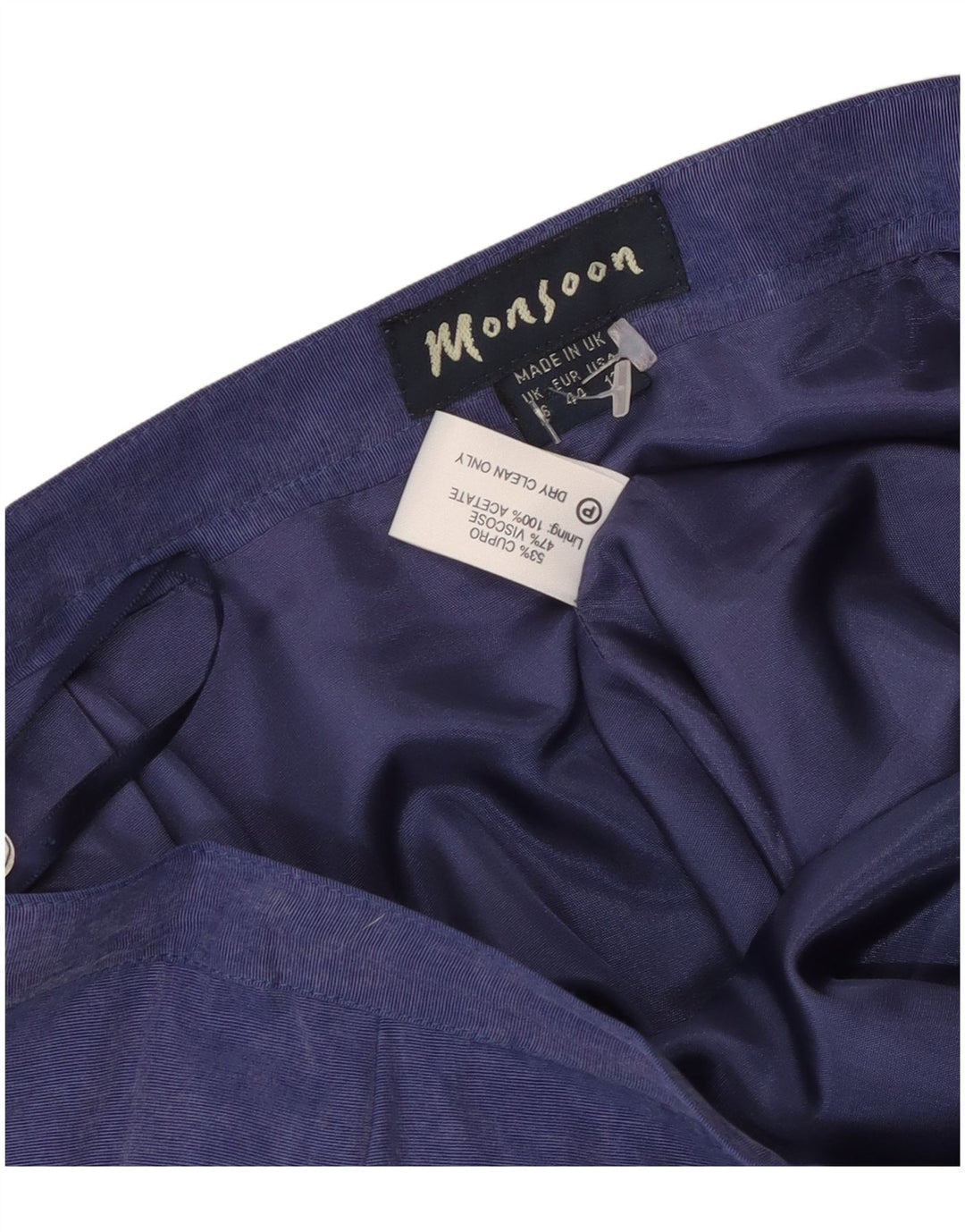 Monsoon Womens Midi Skirt UK 16 Large W32  Blue Viscose