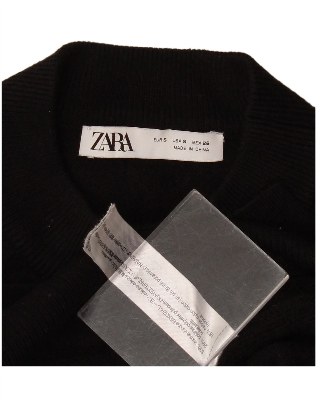 Zara Womens Oversized Turtle Neck Jumper Sweater UK 10 Small Black Viscose