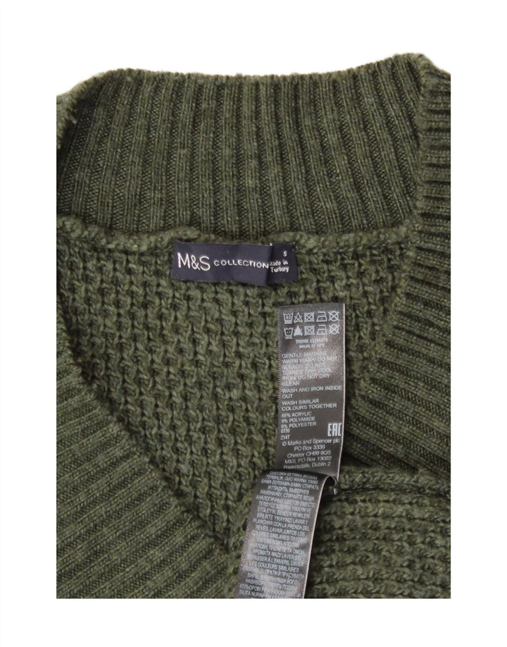 Marks & Spencer Mens V-Neck Jumper Sweater Small Green Acrylic