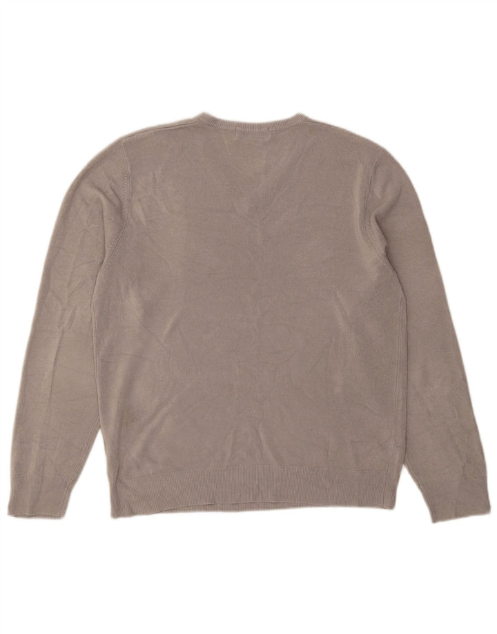 Suéter masculino Marks & Spencer Blue Harbor com decote em V cinza médio acrílico