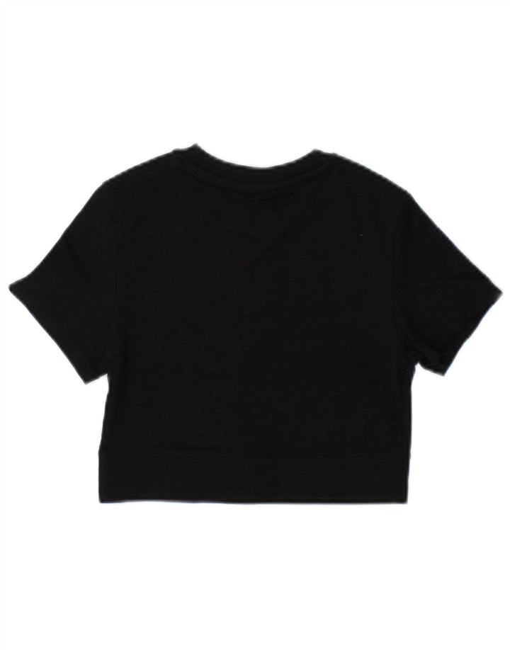 Bershka Womens Crop T-Shirt Top UK 10 Small Black Polyamide