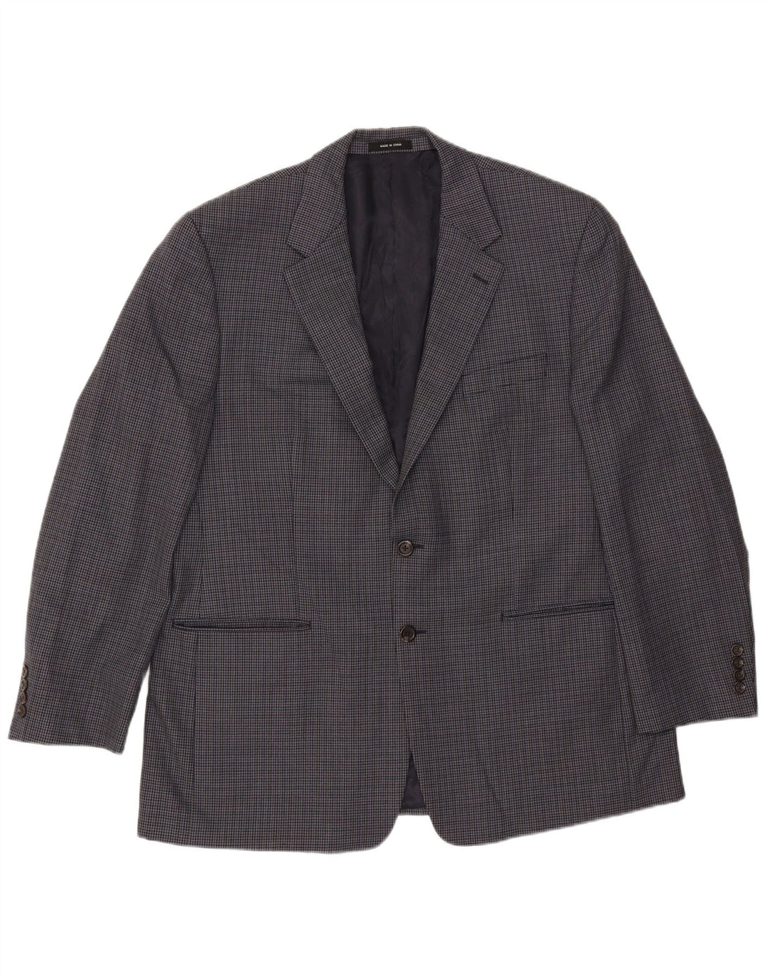 Chaps Veste Blazer 2 Boutons Homme UK 44 2XL Bleu Marine Pied-de-Poule Laine