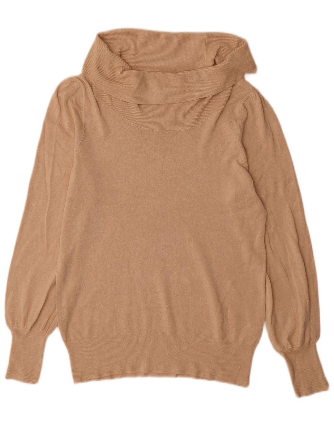 Marks & Spencer Womens Roll Neck Jumper Sweater UK 14 Large Beige Viscose