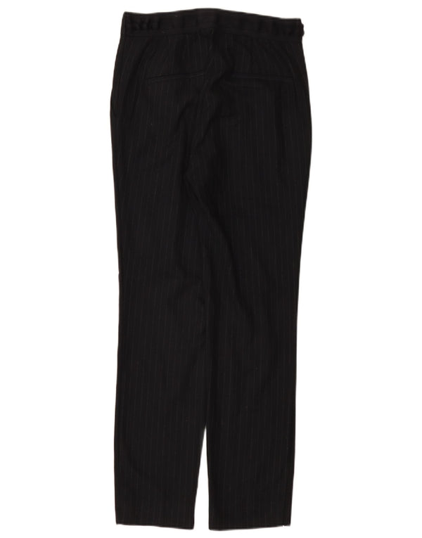 Zara Mujer Pantalón De Traje Slim Small W26 L27 Azul Marino Poliéster A Rayas