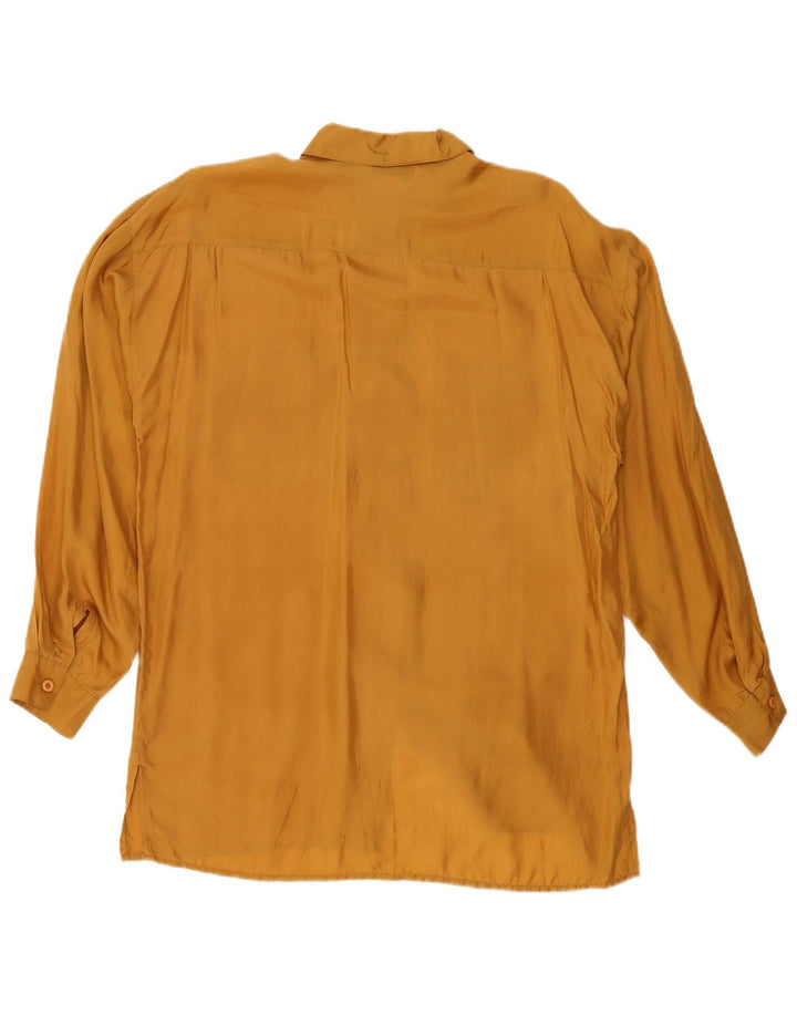 H.L.Spencer Womens Oversized Longline Shirt UK 10 Small Yellow Silk