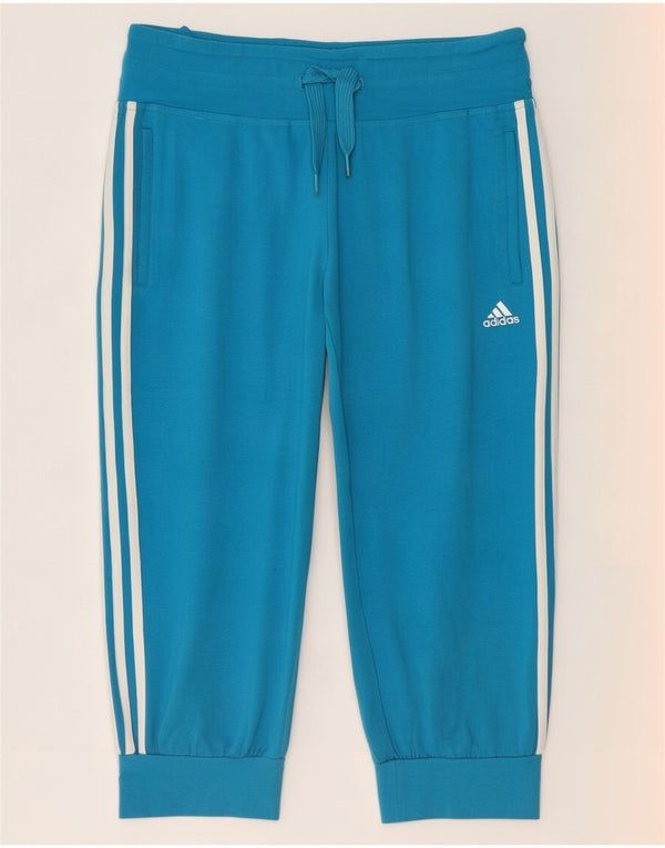 Adidas Damen Bermuda Sport Shorts UK 12 Mittelblaue Baumwolle