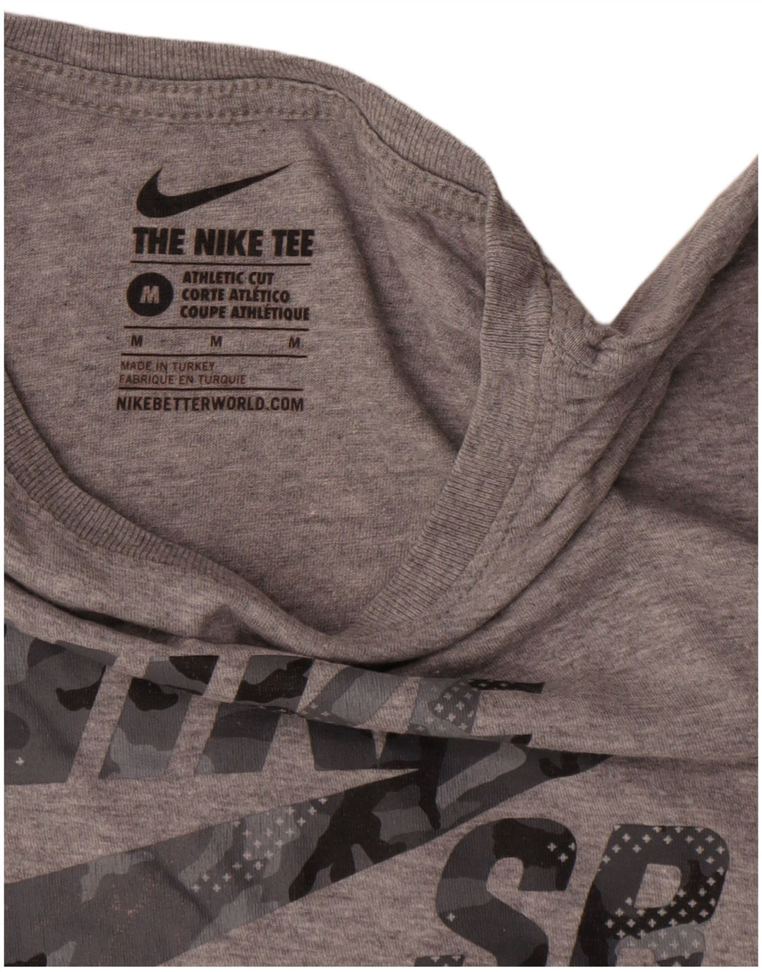 Męski T-shirt Nike o sportowym kroju z grafiką, średnioszary, bawełniany
