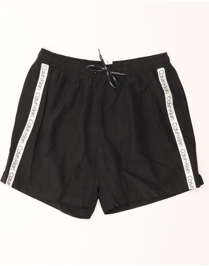 CALVIN KLEIN Mens Graphic Swimming Shorts Medium  Black Polyester