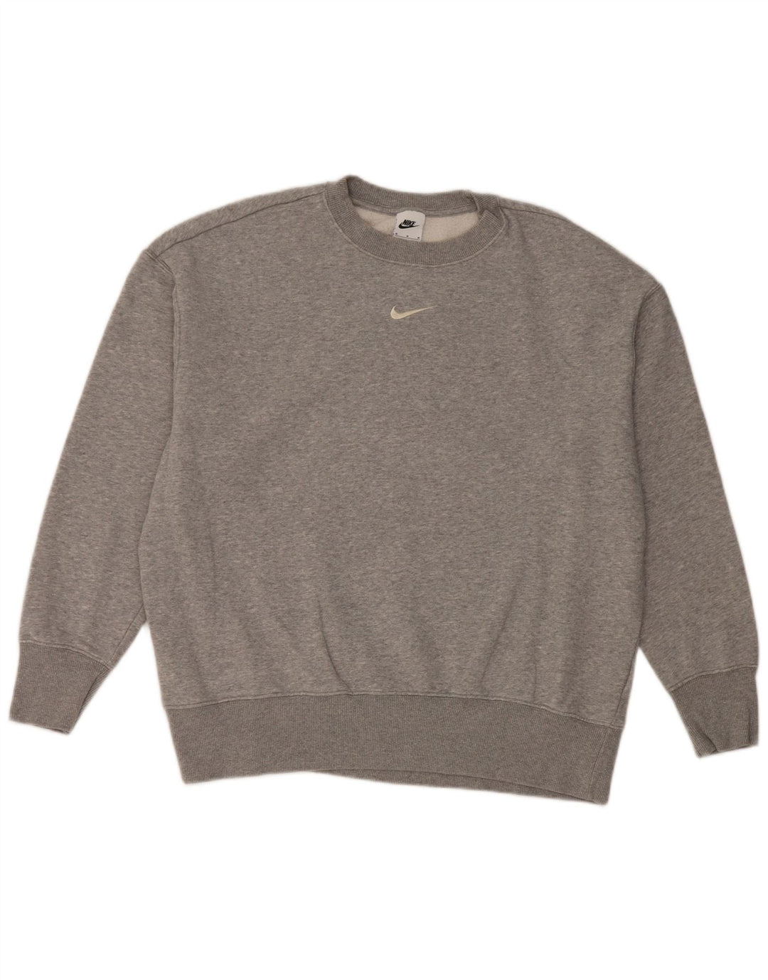 Nike Womens Oversized Sweatshirt Jumper UK 14 Medium Grey Cotton