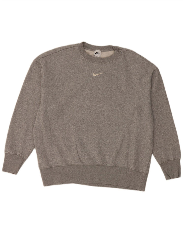 Nike Womens Oversized Sweatshirt Jumper UK 14 Medium Grey Cotton