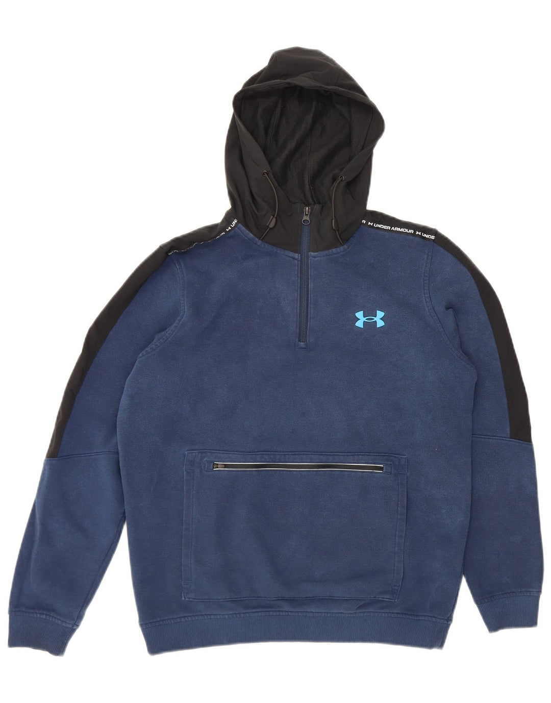 Under Armour Mens Graphic Hoodie Jumper Medium Navy Blue Colourblock