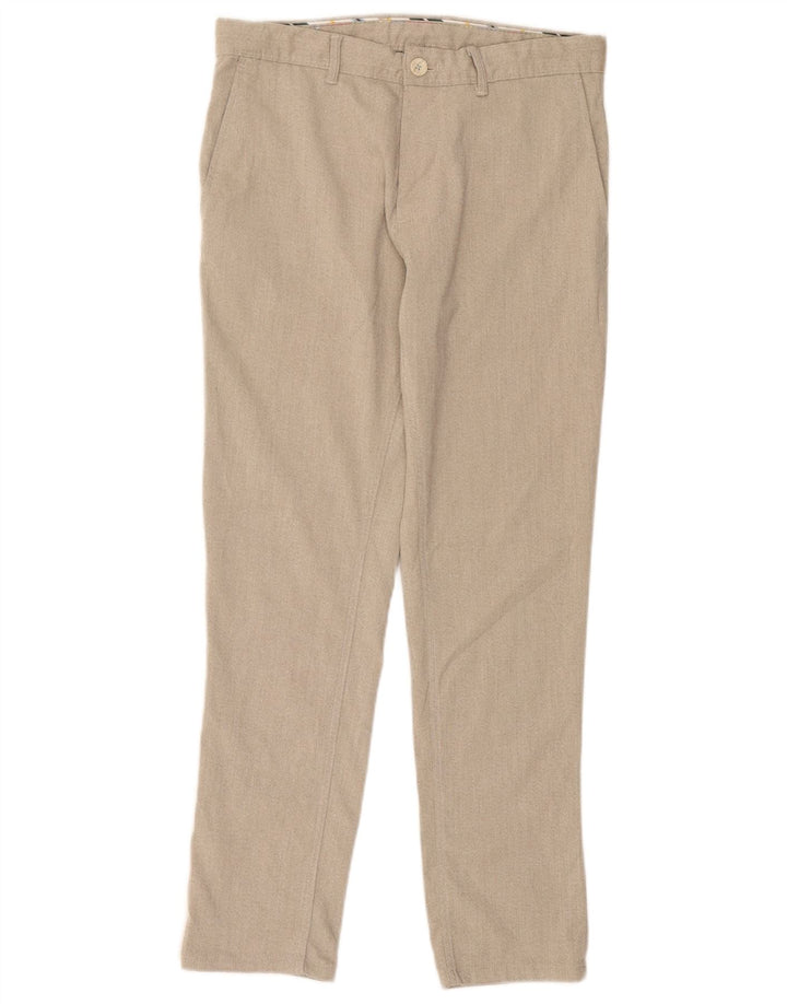 Zara Pantalon Chino Droit Homme EU 40 Moyen W31 L28 Beige Polyester