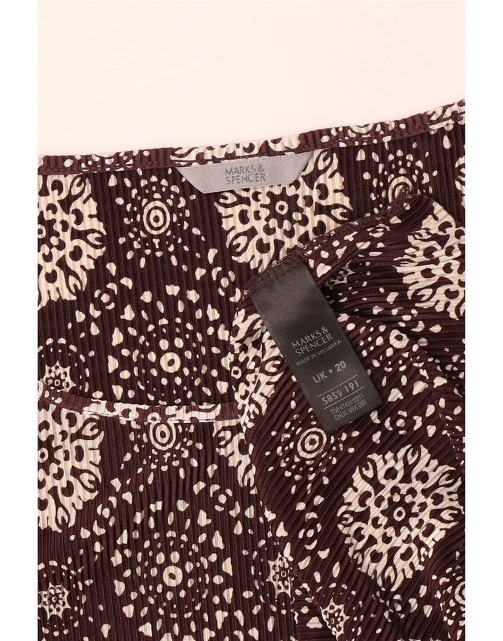 Marks & Spencer Top con estampado abstracto para mujer, manga 3/4, UK 20, 2XL, marrón