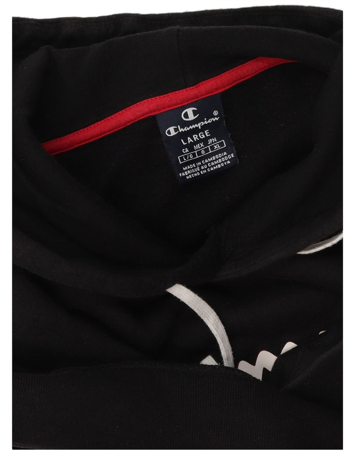 Champion Mens Graphic Hoodie Jumper Large Black