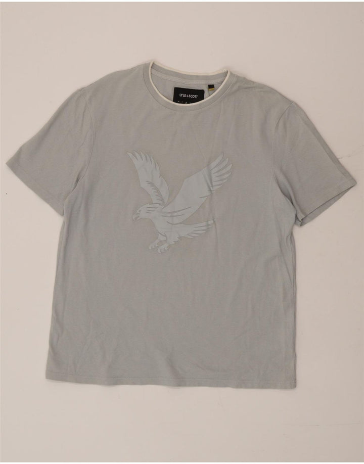 Lyle & Scott Mens Relaxed Fit Graphic T-Shirt Top Medium Blue Cotton