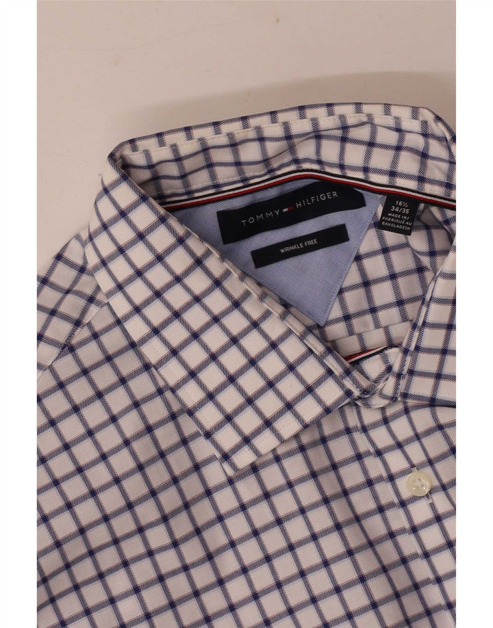 Camicia da uomo Tommy Hilfiger taglia 16 1/2 grande cotone a quadri bianchi