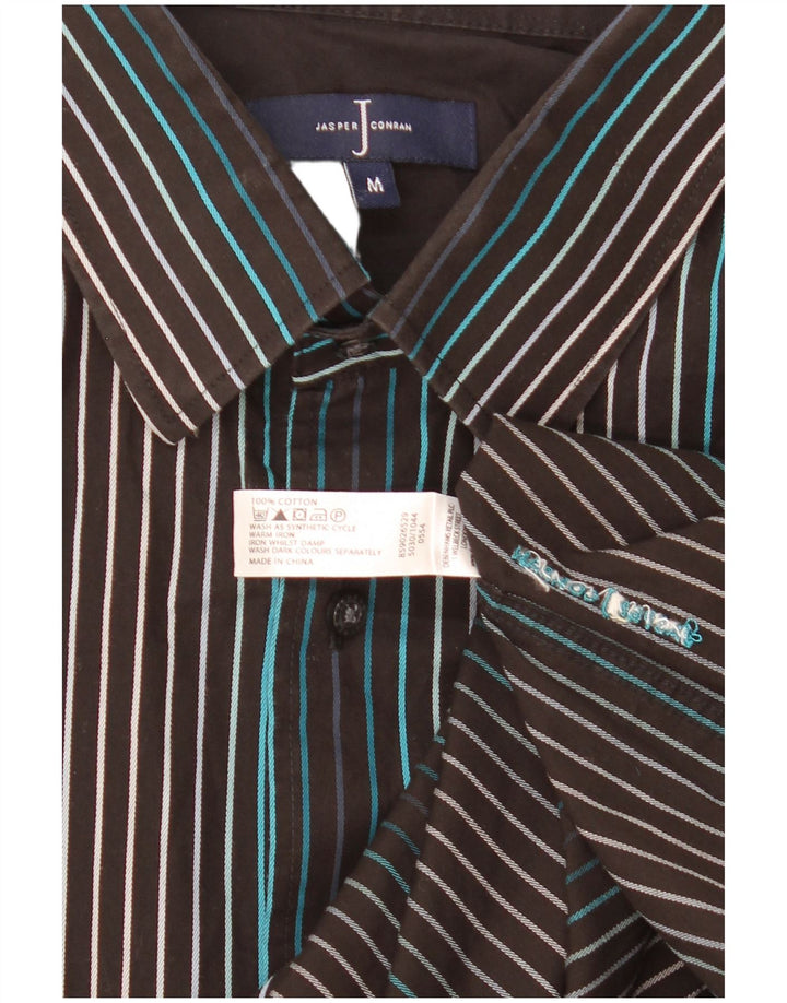 Jasper Conran Mens Shirt Medium Black Striped Cotton