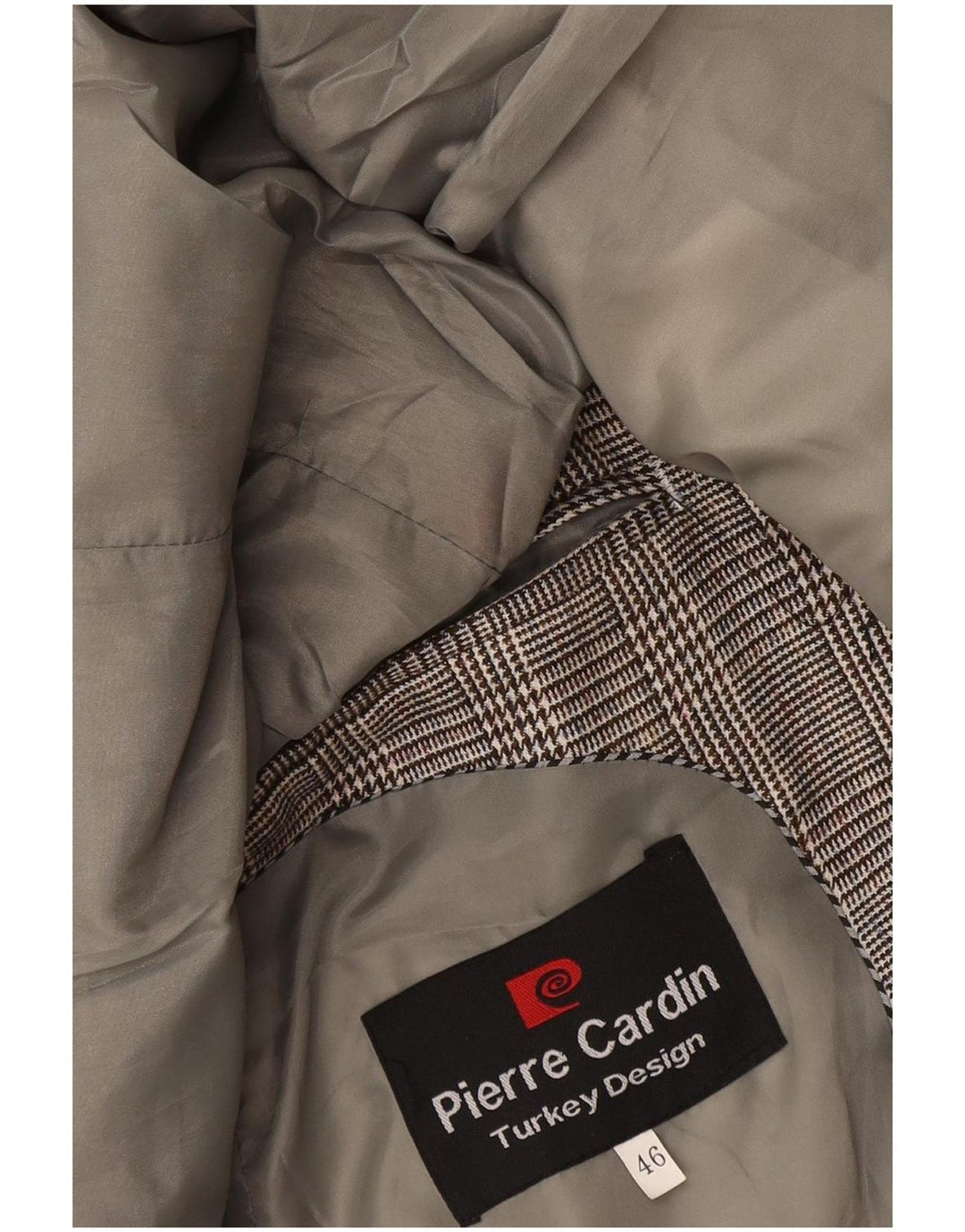 Pierre Cardin Mens 1 Button Blazer Jacket EU 46 Small Grey Houndstooth