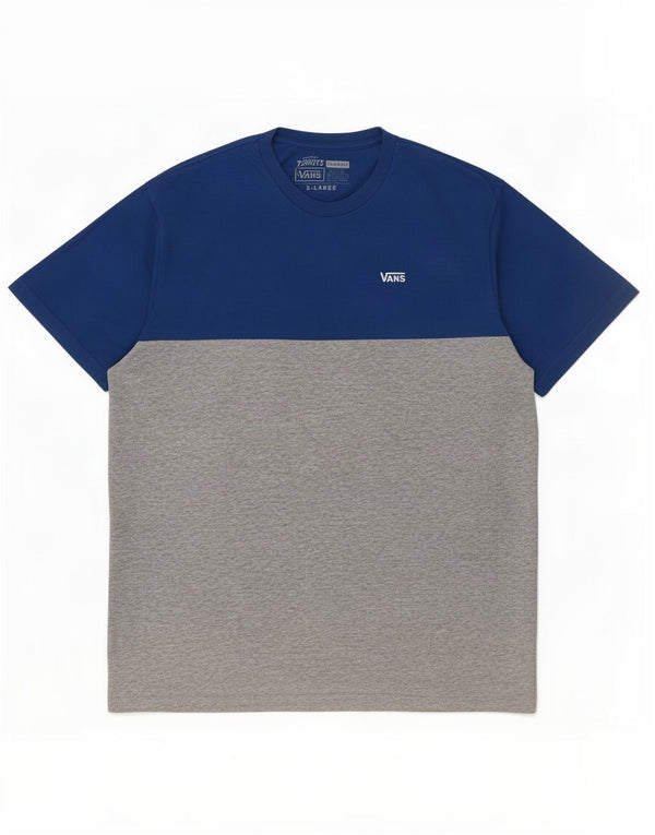Мужская футболка классического кроя Vans Top XL, синяя, хлопок с цветными блоками