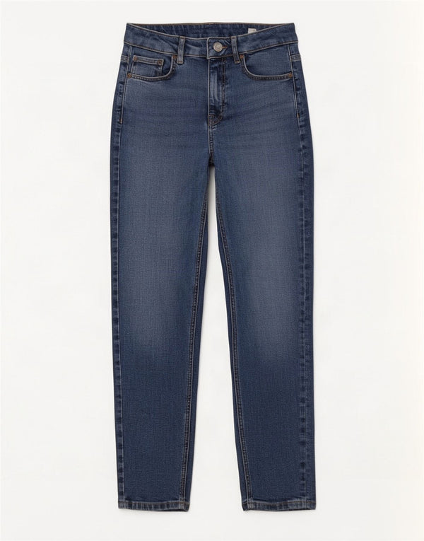 Marks & Spencer Damen High Rise Tapered Jeans UK 8 Small W24 L26 Blau